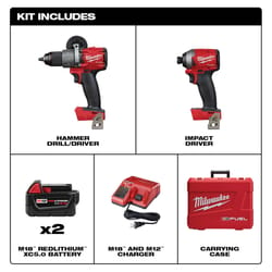 Milwaukee M18 FUEL 18 V Cordless Brushless 2 Hammer Drill and Impact Driver Kit
