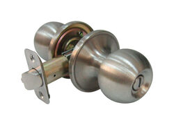 Faultless Ball Satin Stainless Steel Privacy Knob 3 Grade Right Handed