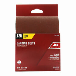 Ace 24 in. L X 4 in. W Aluminum Oxide Sanding Belt 120 Grit Fine 2 pc