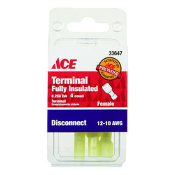 Ace Insulated Wire Female Disconnect Yellow 4 pk