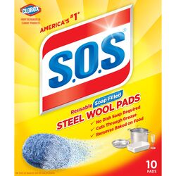 S.O.S. Heavy Duty Steel Wool Pads For Multi-Purpose 10 pk