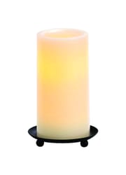 Inglow Butter Cream Vanilla Scent Pillar Candle 6 in. H