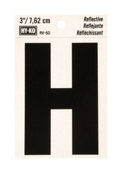 Hy-Ko 3 in. Reflective Black Vinyl Self-Adhesive Letter H 1 pc