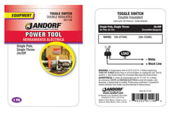 Jandorf 20 amps Single Pole Toggle Power Tool Switch Black 1 pk