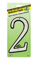 Hy-Ko 4 in. Reflective White Plastic Nail-On Number 2 1 pc