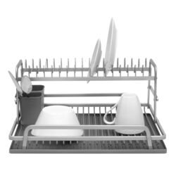 Ta Da 12-5/16 in. L X 17-13/16 in. W X 8.43 in. H Gray Aluminum/Silicone Dish Rack/Mat Set