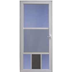 LARSON 81 in. H X 36 in. W Aluminum White Full-View Reversible Pet Storm Door
