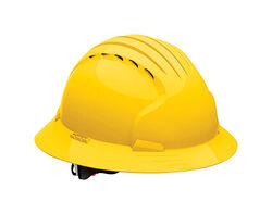 Safety Works Revolution 6-Point Ratchet Full Brim Hard Hat Yellow Vented