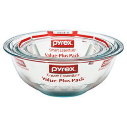 Pyrex Smart Essentials Glass Clear Mixing Bowl Set 3 pc