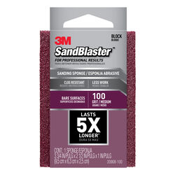 3M SandBlaster 3-3/4 in. L X 2-1/2 in. W X 1 in. T 100 Grit Medium Flat Surface Sanding Sponge