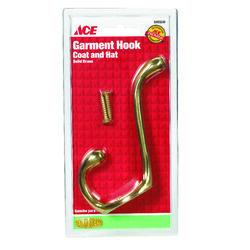 Ace 3-1/2 in. L Bright Brass Gold Brass Medium Garment Hook 1 pk