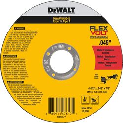 DeWalt FlexVolt 4-1/2 in. D X 7/8 in. S Ceramic Cut-Off Wheel 1 pc