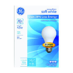 GE 43 W A19 A-Line Halogen Bulb 620 lm Soft White 4 pk