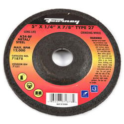 Forney 5 in. D X 1/4 in. thick T X 7/8 in. S Metal Grinding Wheel 1 pc