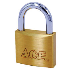 Ace 1 in. H X 1 in. W X 7/16 in. L Brass Single Locking Padlock 1 pk
