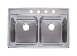 Franke Stainless Steel Top Mount 14.687 in. W X 18.187 in. L Double Bowl Kitchen Sink Silver