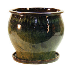 Trendspot 8 in. H Ceramic Pot Green
