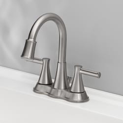 OakBrook Doria Brushed Nickel Two Handle LED Lavatory Pop-Up Faucet 4 in.