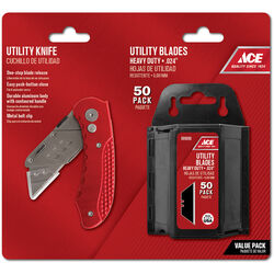 Ace 4 in. Sliding Utility Knife Set Red 51 pc