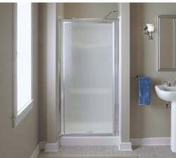 Vista Pivot 65.5 in. H X 36 in. W Silver Natural Framed Shower Door