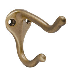 Schlage 1-3/4 in. L Antique Brass Brass Medium Coat and Hat Hook 1 pk