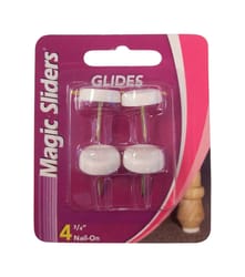 Magic Sliders Plastic Nail-On Heavy Duty Glide White Round 3/4 in. W 4 pk