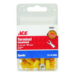 Ace Insulated Wire Spade Terminal Yellow 50 pk