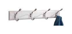 InterDesign 22 in. L Chrome Silver/White Stainless Steel/Wood Jumbo Paris 4-Hook Rack 1 pk