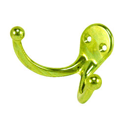 Ace 1-3/4 in. L Bright Brass Bright Brass Brass Small Double Garment Hook 2 pk