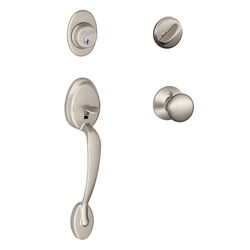 Schlage Plymouth Satin Nickel Brass Single Cylinder Handleset and Knob 1 Grade Right or Left Handed