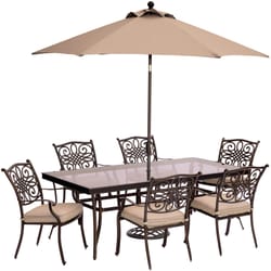 Hanover Traditions 7 pc Bronze Aluminum Traditional Dining Set Tan
