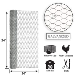 Garden Craft 24 in. H X 25 ft. L 20 Ga. Silver Poultry Netting