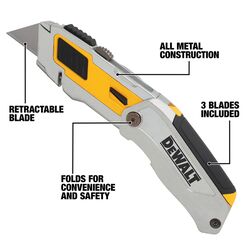 DeWalt 6-3/4 in. Folding Utility Knife Yellow 1 pk