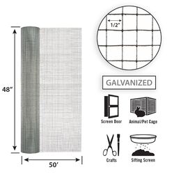 Garden Craft 48 in. W X 50 ft. L Silver Steel Hardware Cloth