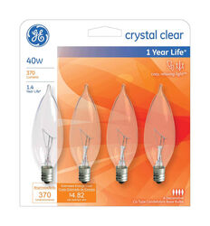 GE 40 W CA10 Decorative Incandescent Bulb E12 (Candelabra) Soft White 4 pk