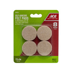 Ace Felt Self Adhesive Pad Brown Round 1-1/2 in. W 8 pk