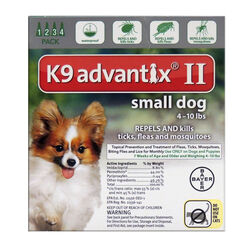 Bayer K9 Advantix II Liquid Dog Flea Drops Imidacloprid/Permethrin/Pyriproxyfen 0.056 oz