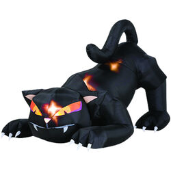 Gemmy Airblown Prelit Pouncing Black Cat Halloween Inflatable
