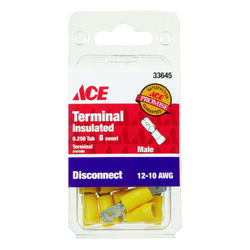 Ace Insulated Wire Male Disconnect Yellow 8 pk