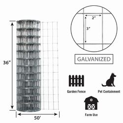 Garden Craft 36 in. H X 50 ft. L Galvanized Steel Garden Fence Silver
