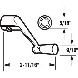 Prime-Line Painted White Zinc Single-Arm Casement Operator Crank Handle For Universal