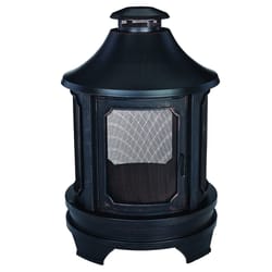 Living Accents Old World Wood Steel Outdoor Fireplace 45 in. H X 29.5 in. W X 29.5 in. D