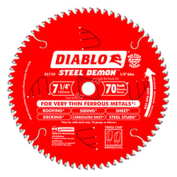 Diablo Steel Demon 7-1/4 in. D X 5/8 in. S Carbide Tip Steel Circular Saw Blade 70 teeth 1 pc