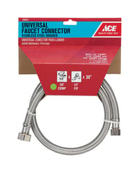 Ace 3/8 in. Compression T X 1/2 in. D FIP 30 in. Braided Stainless Steel Faucet Supply Line