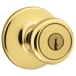 Kwikset Tylo Polished Brass Entry Knobs ANSI/BHMA Grade 3 1-3/4 in.