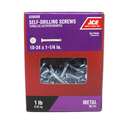 Ace No. 10-24 S X 1-1/4 in. L Phillips Wafer Head Self- Drilling Screws 1 lb