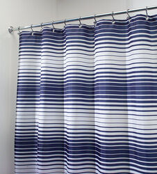 InterDesign 72 in. H X 72 in. W Navy Stripes Shower Curtain Polyester