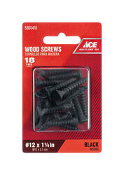 Ace No. 12 S X 1-1/4 in. L Phillips Black Wood Screws 18 pk