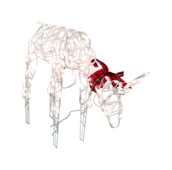 Sienna White Yard Decor 3D Wire Deer with Red Plaid Bow