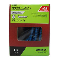 Ace 1/4 in. S X 3-1/4 in. L Phillips Flat Head Masonry Screws 1 lb 30 pk